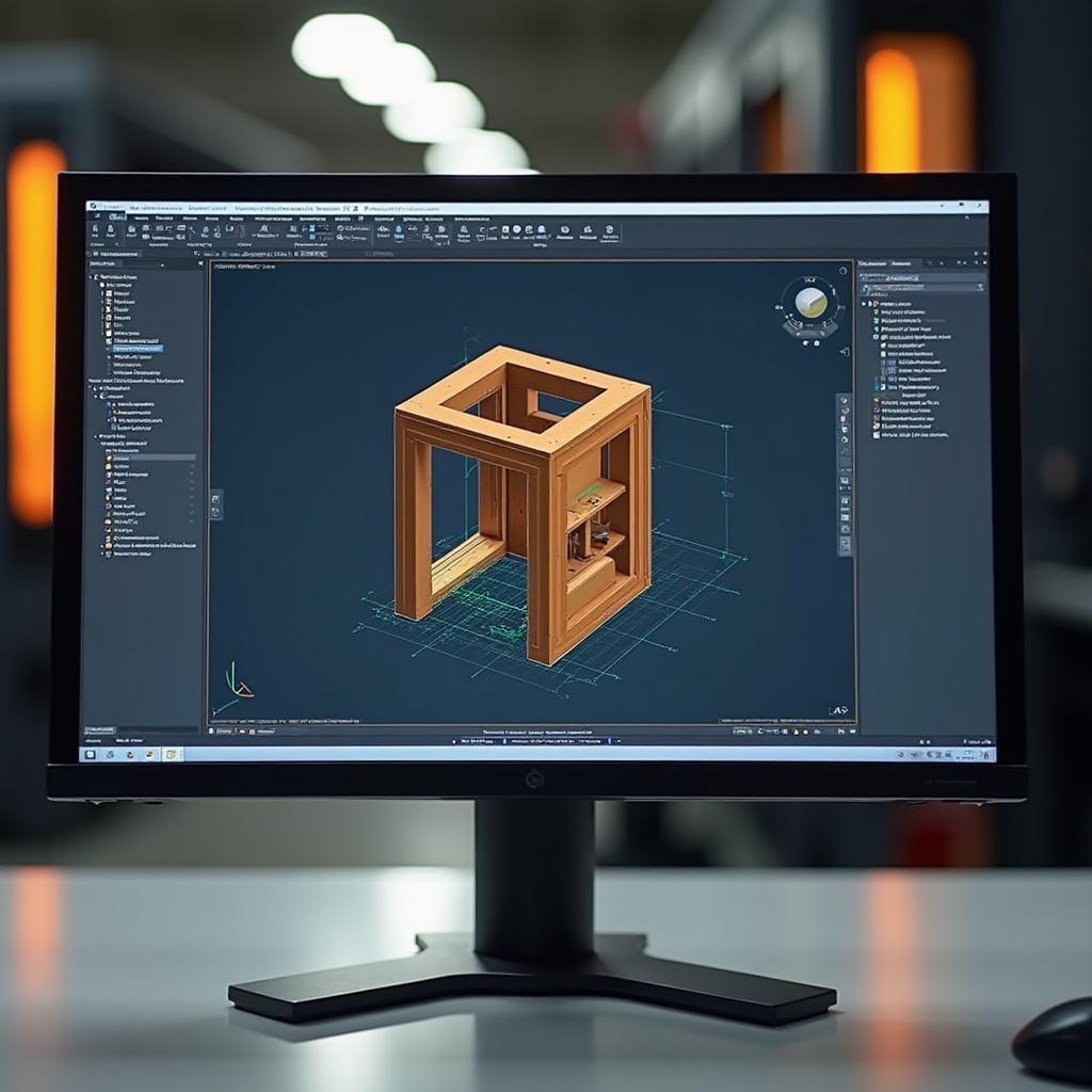 CAD-Konstruktionszeichnung für CNC-Schablone auf Bildschirm